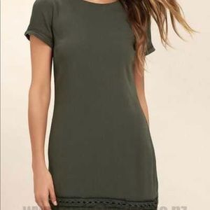 Lulus olive green shift dress medium